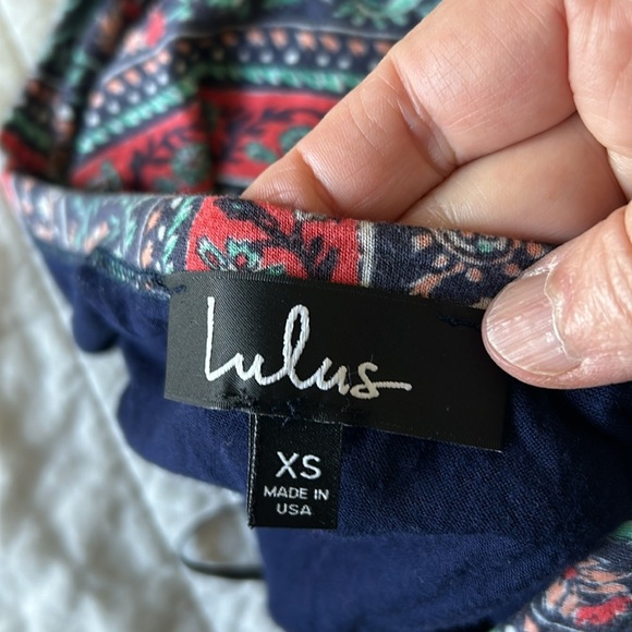 Lulus Kiss the Sky Navy Blue Print Midi Dress. Size XS. - Picture 6 of 12